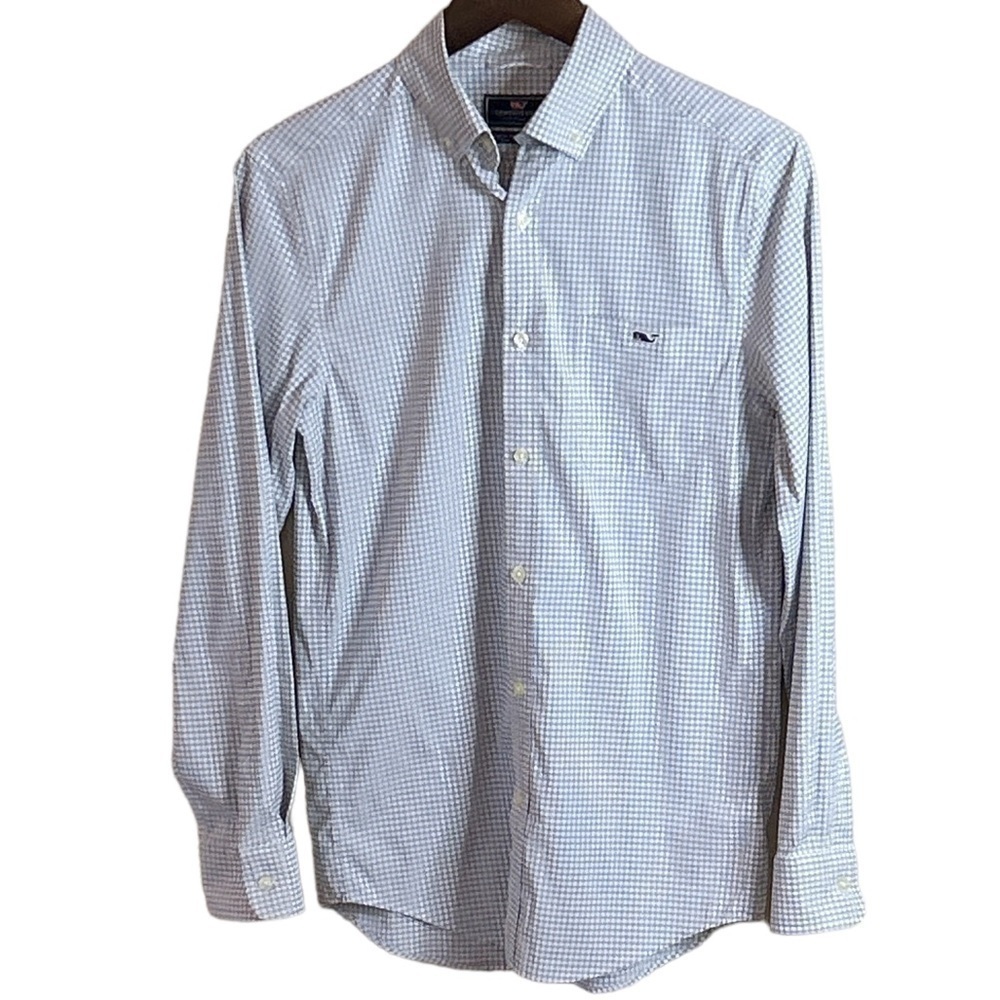 Vineyard Vines Performance Long Sleeve Shirt Checkered Gray Tucker Size XS